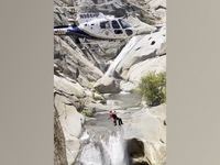 A 46-year-old man was rescued by helicopter after he was trapped for two days behind a waterfall in California.