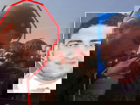 An image of Jihad Kamal Salem Najjar, one ina split image, and another alongside a hostage