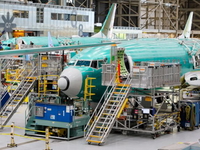 Boeing 737 MAX aircraft are assembled at the Boeing Renton Factory in Renton, Washington,