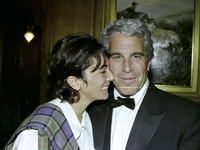 Ghislaine Maxwell and Jeffrey Epstein smile in this undated photograph