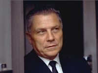 Jimmy Hoffa standing on a doorway