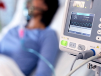 Patient on oxygen monitor