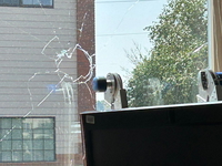 Window broken at ICE office